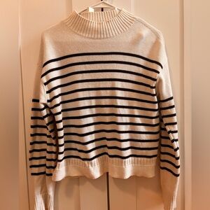 Nautica Cream and Black Striped Sweater